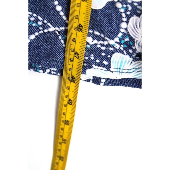 Perceptions New York Dress Womens Blue Floral Short Sleeve Denim/Turo V Neck 2XL - Picture 10 of 10